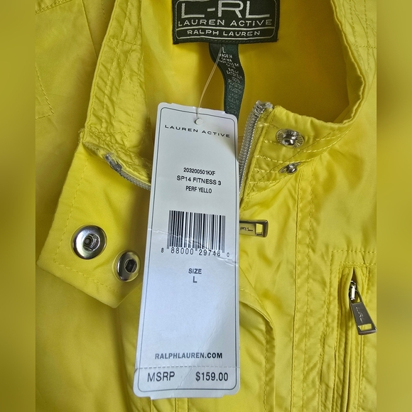 Ralph Lauren, New, Yellow Nylon Snap Zip Fron Cargo Utility Vest, Size Large - Picture 9 of 10